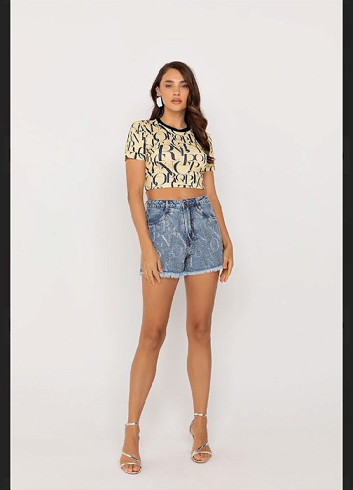 Onça Preta - Short Frente Strass