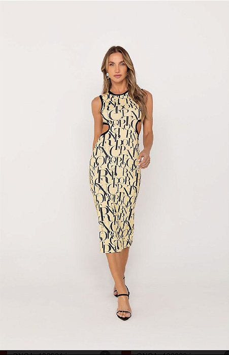 Onça Preta - Vestido Super Midi LogoMania Preto