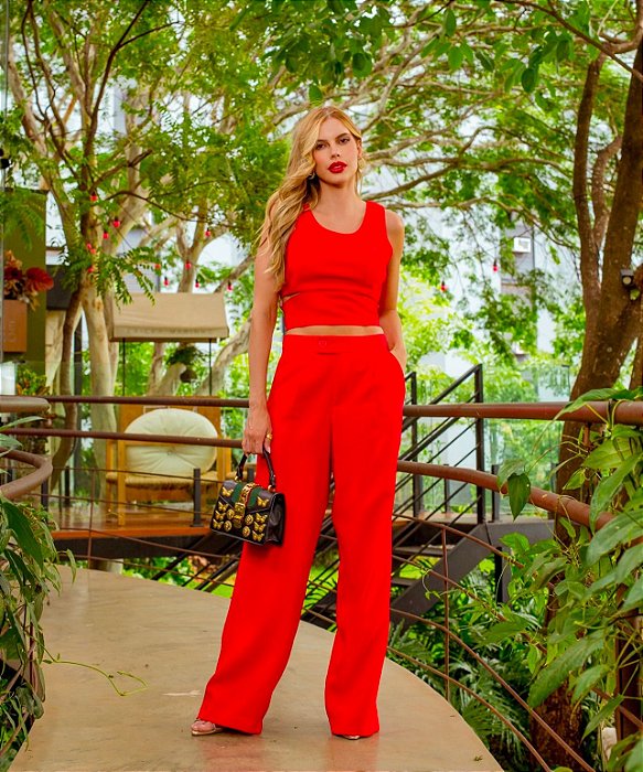 Cool Hits - Calça Alfaiataria Vermelho Hurna