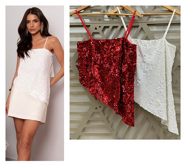 Cool Hits - Blusa Assimetrica Paete Vermelho
