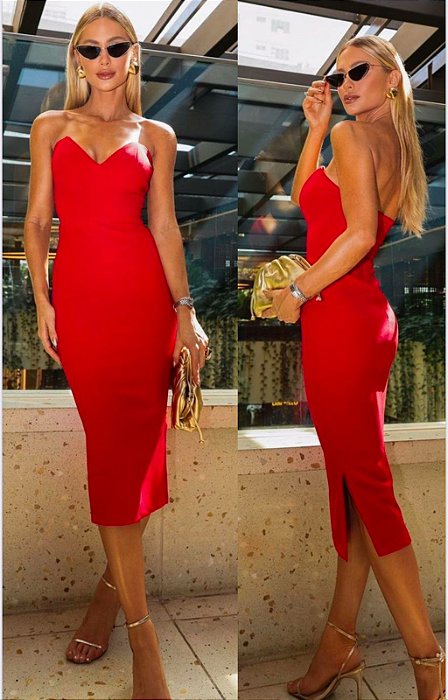Dot Clothing - Vestido Midi Red
