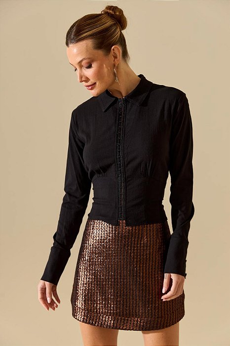 Flor Linda - Camisa Mark Preta
