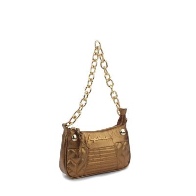 Luiza Barcelos - Bolsa Metal Leather Ouro Velho