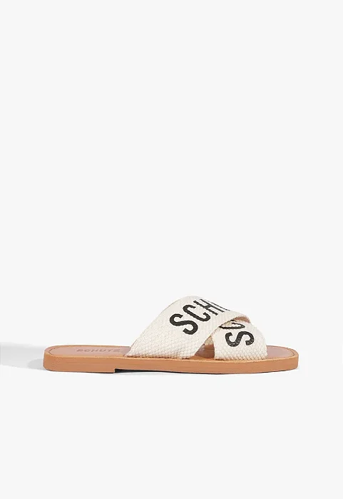 Schutz - Rasteira Logo Branco c/ Preto