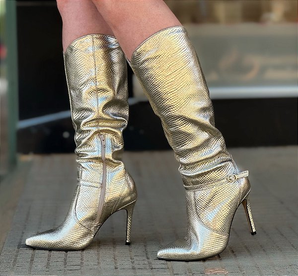 Bottero - Bota Cano Longo Snake Dourada