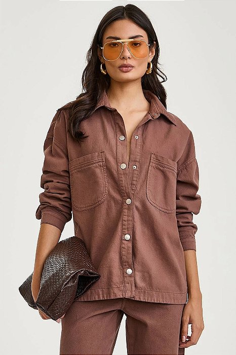 Trama - Camisa Over Emily Marrom Mousse