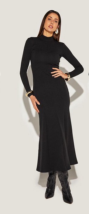 Onça Preta - Vestido Feminino Longo Preto