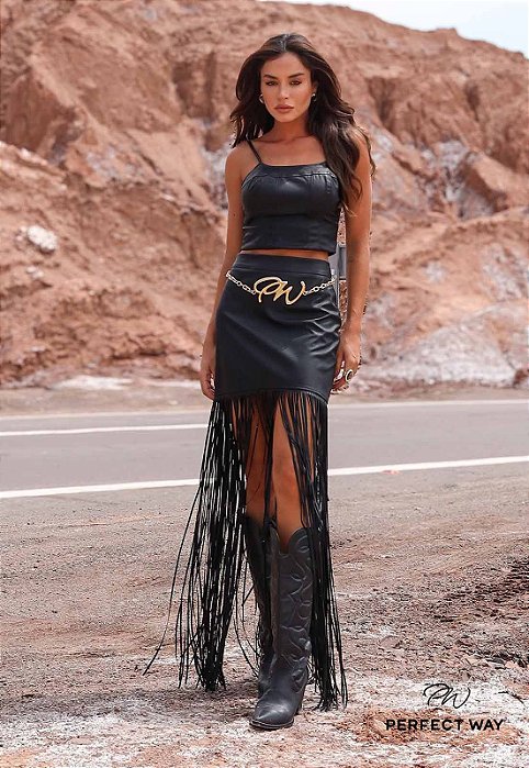 Perfect Way - Conjunto Cropped Saia Franjas