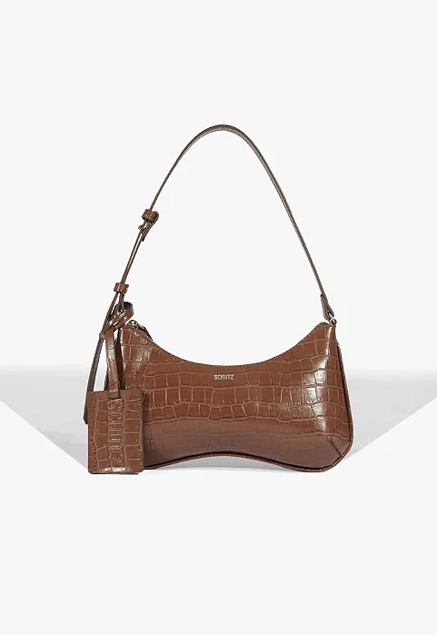 Schutz - Bolsa Média Yumi Crocodiles Marrom