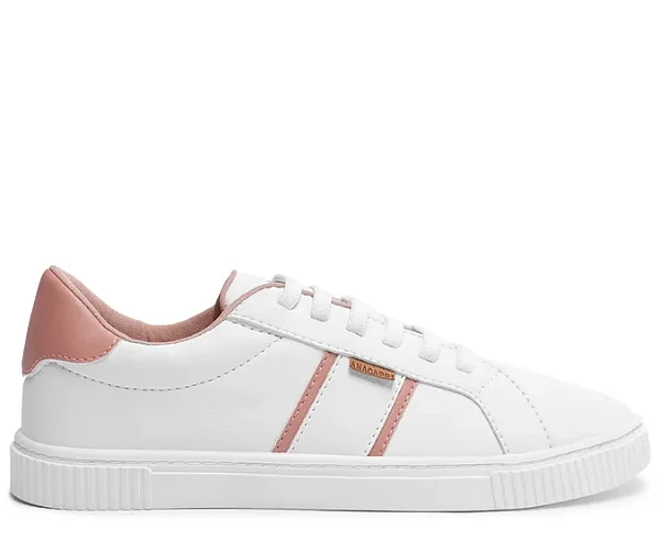 AnaCapri - Tênis Cami Branco Detalhe Rosa