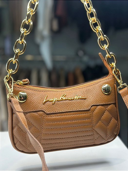 Luiza Barcelos - Bolsa Pequena Alça De Corrente Ombro Caramelo