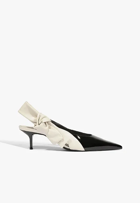 Schutz - Scarpin Lior Bow Mid Couro Preto e Branco