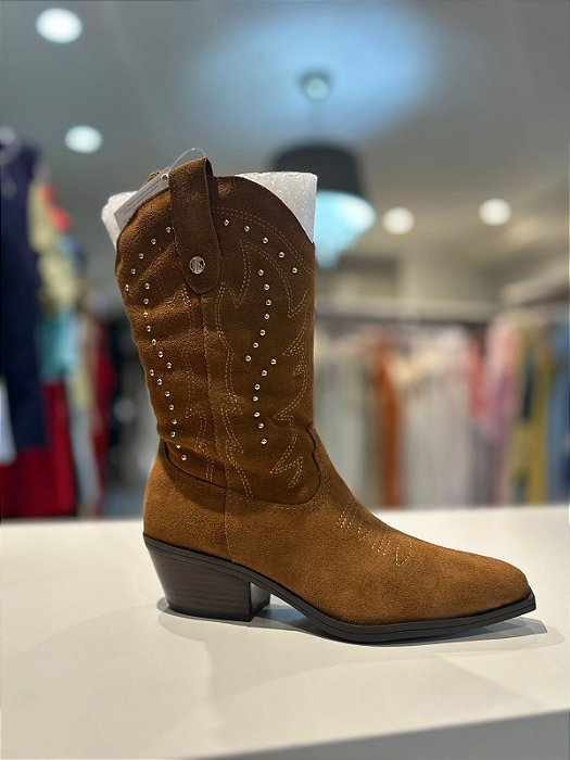 Bottero - Bota Western Couro Camurça Caramelo