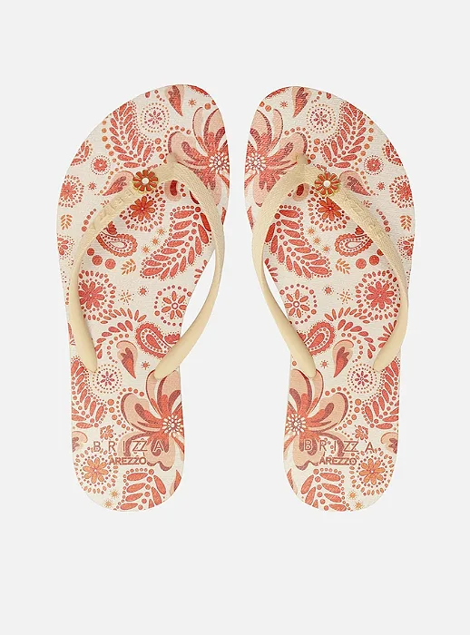 Brizza - Chinelo Floral Laranja