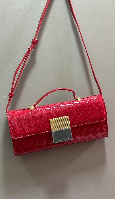 Luiza Barcelos - Bolsa Tressê Couro Verniz Vermelho