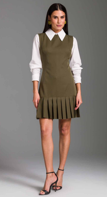 Charry - Vestido Curto Liso com Pregas