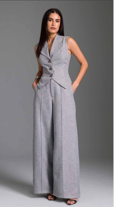 Charry - Calça Wide Lisa com Bolsos