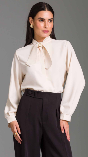 Charry - Camisa Reta Gola Laço