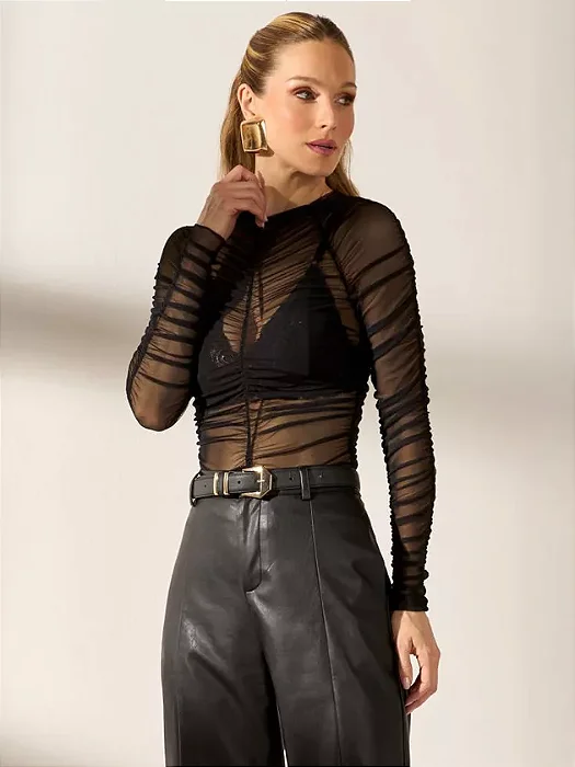 Flor Linda - Blusa Drapeada Tule