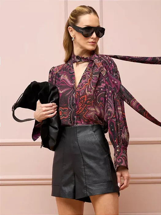 Flor Linda - Camisa Gola Laço Paisle