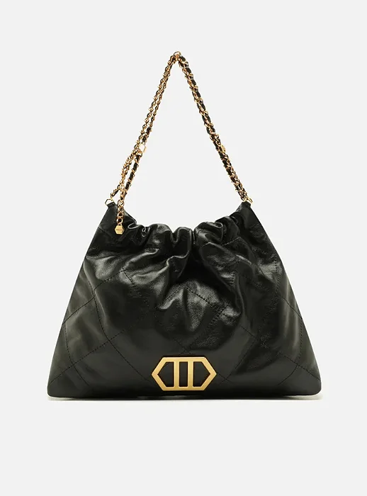 Arezzo - Bolsa Hobo Preto Couro Esther