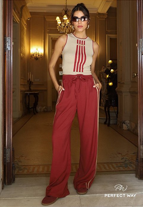 Perfect Way - Calça Cós Baixo Burgundy