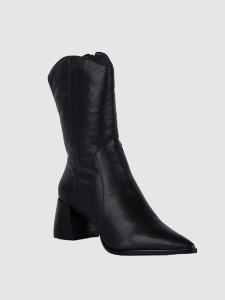 Luiza Barcelos - Bota Cano Curto Couro Preto