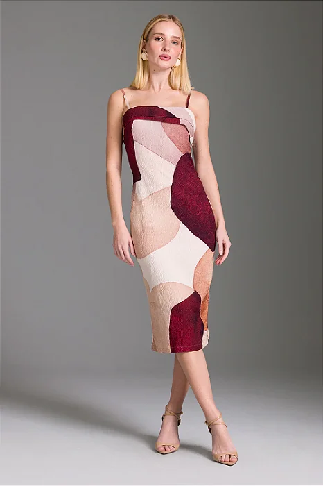 Charry - Vestido Super Midi Estampado com Lapelas