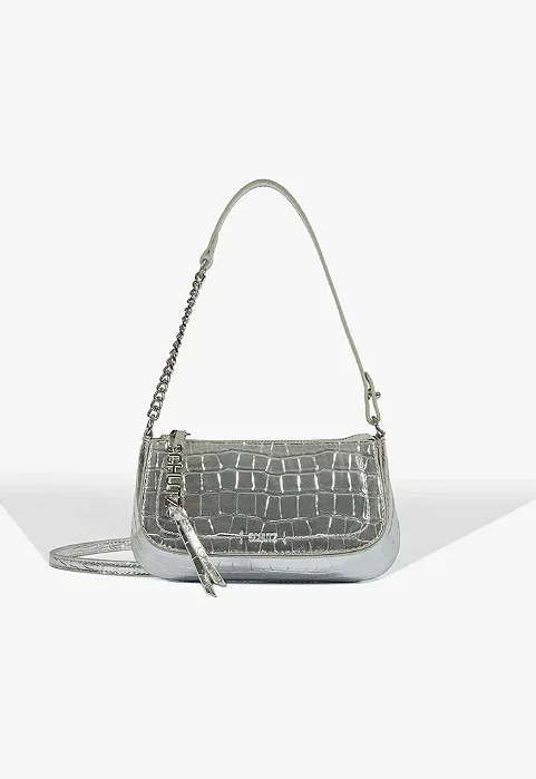 Schutz - Bolsa TiraColo Prata Croco Tina