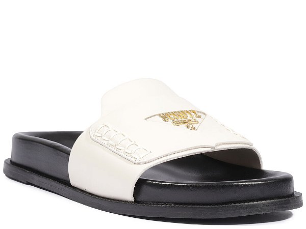 Schutz - Sandália Papete Off/ Preto