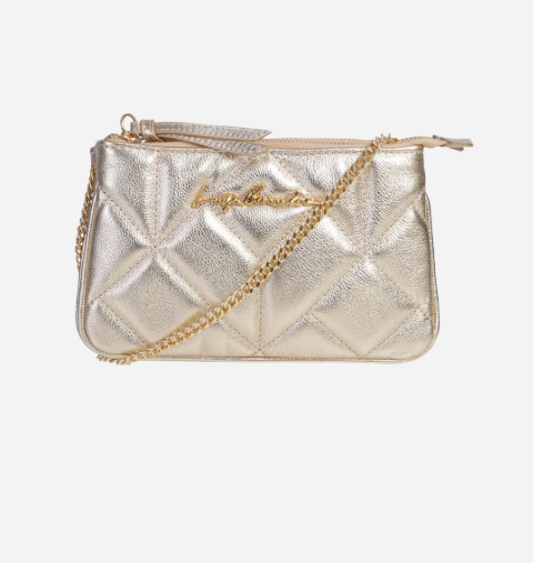 Luiza Barcelos - Bolsa Em Couro Dourado Dupla Tira