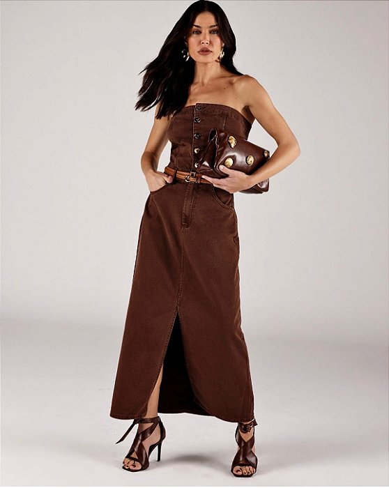Onça Preta - Vestido Midi Jeans