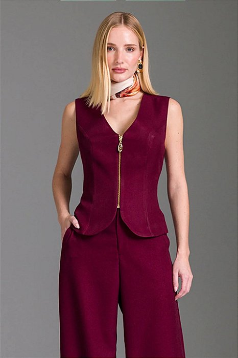 Charry- Blusa Estruturada Lisa Com Zíper De Metal Aparente
