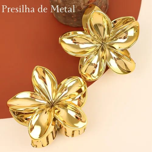Prendedor De Cabelo Piranha Flor De Metal
