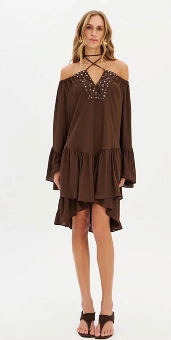 My favorite - Vestido curto Ombro a Ombro Com Babado