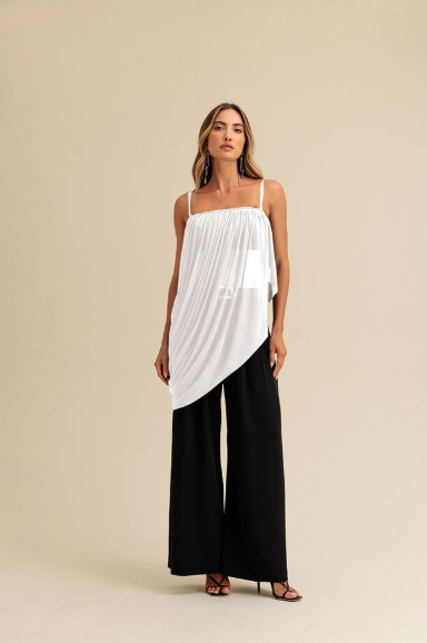 Charry - Blusa Alongada Lisa Drapeada