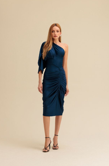Charry - Vestido Midi Liso Manga Única