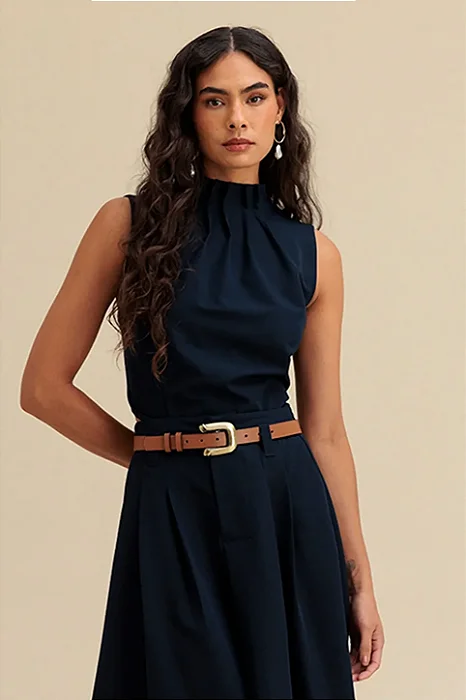 Charry- Blusa Estruturada Lisa Com Pregas