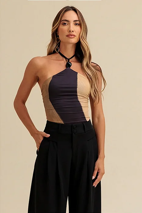 Charry - Body Ajustado Estampado Com Amarração