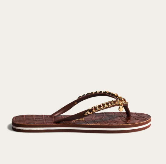 Santa Lolla - Chinelo Flip Flop Borracha Corrente Marrom Cocoa