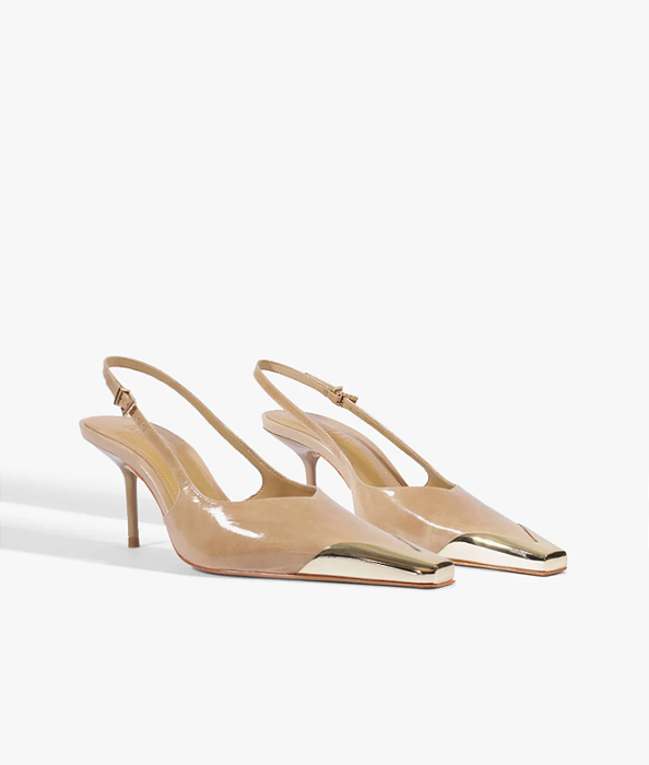 Schutz - Slingback Biqueira de Metal Couro Marrom