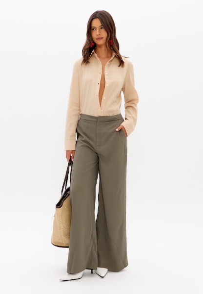 Lança Perfume - Calça Wide Leg De Malha Pesada
