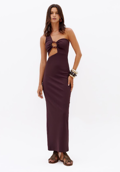 My Favorite Things - Vestido Ombro Único Canelado Super Midi
