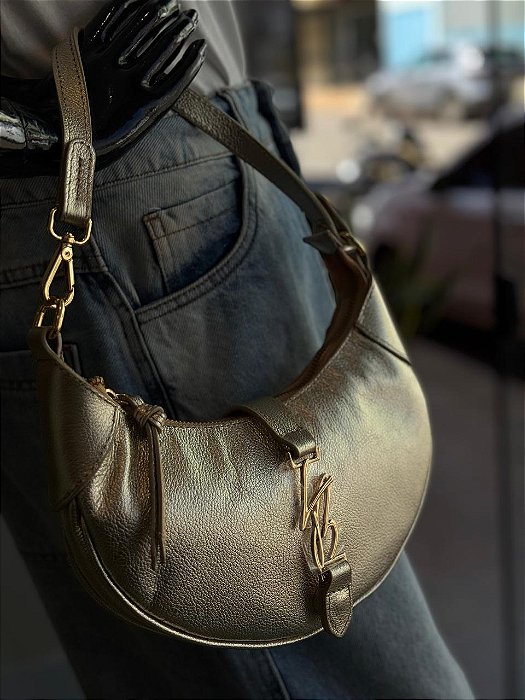Luiza Barcelos - Bolsa Média Metal Leather Dourada