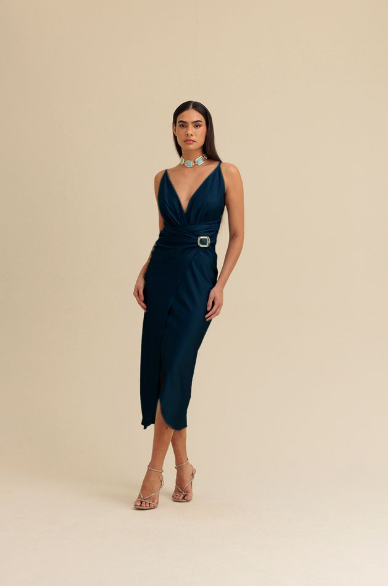 Charry - Vestido Super Midi Liso Com Alças