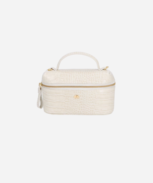 Luiza Barcelos - Bolsa Vanity Pequena Em Couro Croco Off White