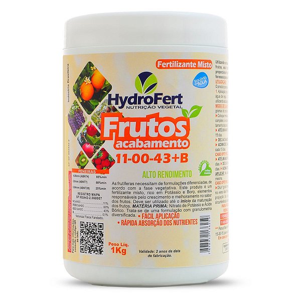 Fertilizante Frutos Acabamento 11-00-43+b Hydrofert 1kg