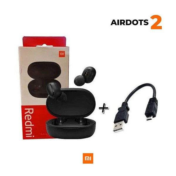 Fone de Ouvido Bluetooth Earbuds Basic Redmi Airdots 2 - Xiaomi + Cabo Carregador