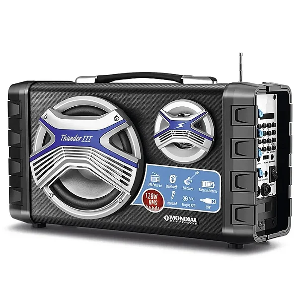 Caixa Amplificada Mondial Thunder Iii Mco-13 Preto - Bivolt