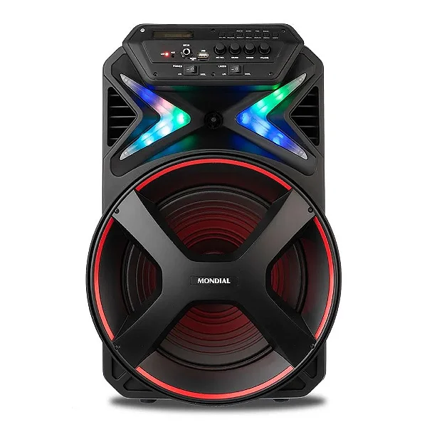 Caixa De Som Amplificada Mondial Cm-400, Bluetooth, 400W RMS, Alto Falante 12", Bivolt, Preto e Vermelho